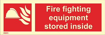 Fire sign "Fire Fighting Equipment Stored Inside" - IMPA 33.6149