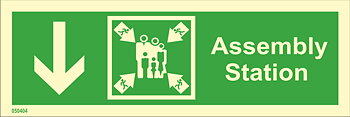 Direction sign "Assembly station down (with arrow)" - IMPA 33.4328