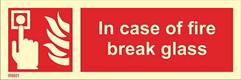 Brandskylt "In case of fire break glass" - IMPA 33.6143
