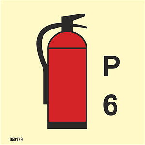 IMO A.654(16) Fire Control-skylt "Powder fire extinguisher (6) kg" - IMPA 33.6079