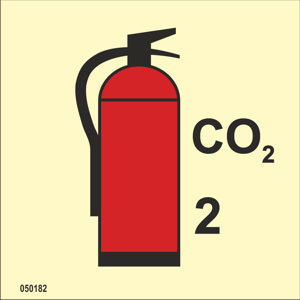 IMO A.654(16) Fire Control-skylt "CO2 Fire extinguisher (2) kg" - IMPA 33.6082