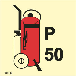 IMO A.654(16) Fire Control sign "Wheeled powder fire extinguisher (50) kg" - IMPA 33.6082