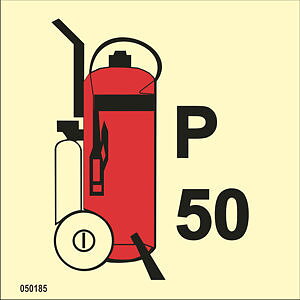 IMO A.654(16) Fire Control sign "Wheeled powder fire extinguisher (50) kg" - IMPA 33.6082