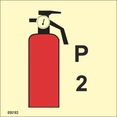 IMO A.654(16) Fire Control sign "Powder fire extinguisher (2) kg" - IMPA 33.6083