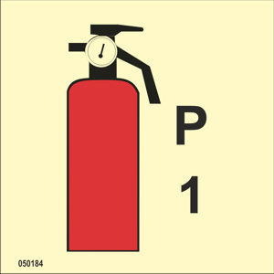 IMO A.654(16) Fire Control-skylt "Powder fire extinguisher (1) kg" - IMPA 33.6084