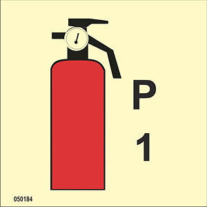 IMO A.654(16) Fire Control-skylt "Powder fire extinguisher (1) kg" - IMPA 33.6084