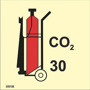 IMO A.654(16) Fire Control sign "Wheeled CO2 fire extinguisher (30) kg" - IMPA 33.6086