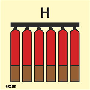 ISO 17631 Fire Control sign "Fixed halon gas fire extinguishing battery" - IMPA 33.6828