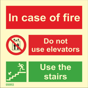 Fire sign "In case of fire Do not use Elevators Use the Stairs" - IMPA 33.6300