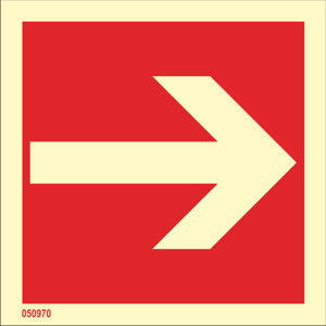 Fire sign "This way (straight arrow)" - IMPA 33.6210