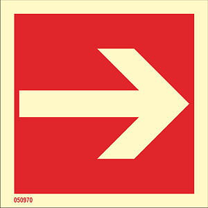 Fire sign "This way (straight arrow)" - IMPA 33.6210