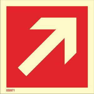 Fire sign "This way (diagonal arrow)" - IMPA 33.6211