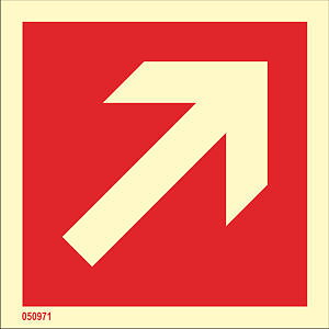 Fire sign "This way (diagonal arrow)" - IMPA 33.6211