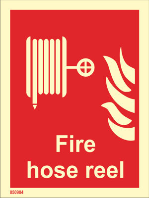 Fire sign "Fire Hose Reel (with text)" - IMPA 33.6122