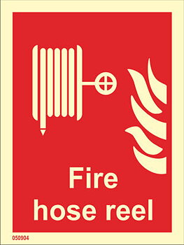 Fire sign "Fire Hose Reel (with text)" - IMPA 33.6122