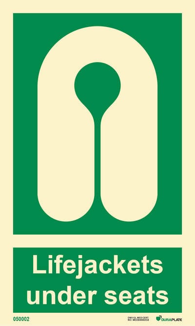 IMO sign "Lifejackets under seats" - IMPA 33.4130