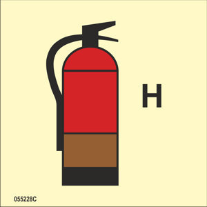 ISO 17631 Fire Control-skylt "Halon gas or equivalent fire extinguisher"- IMPA 33.6848