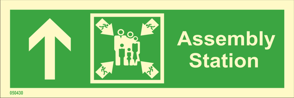 Riktningsanvisningsskylt "Assembly station upp (med pil)" - IMPA 33.4320