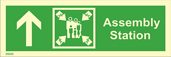 Riktningsanvisningsskylt "Assembly station upp (med pil)" - IMPA 33.4320