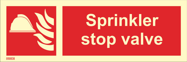 Brandskylt "Sprinkler stop valve" - IMPA 33.6152