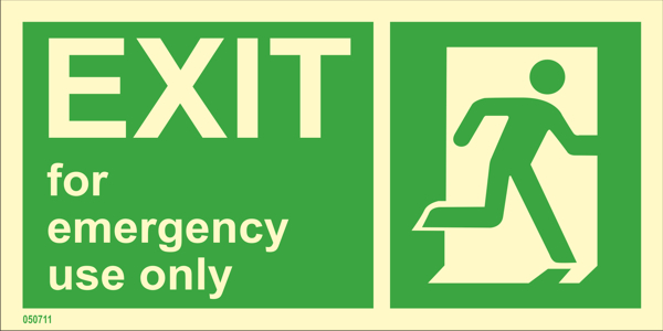 Riktningsanvisningsskylt "Exit for emergency use only höger" - IMPA 33.4417