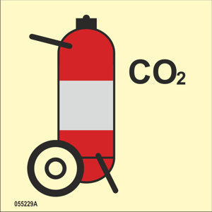 ISO 17631 Fire Control-skylt "CO2 wheeled fire extinguisher"- IMPA 33.6852