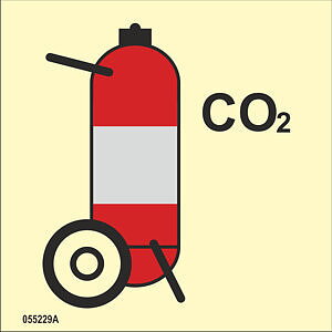 ISO 17631 Fire Control-skylt "CO2 wheeled fire extinguisher"- IMPA 33.6852