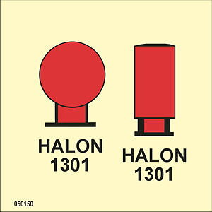 IMO A.654(16) Fire Control-skylt "Halon 1301 bottles in protected area" - IMPA 33.6050