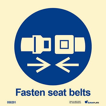 IMO-skylt "Fasten seat belts" - IMPA 33.5100