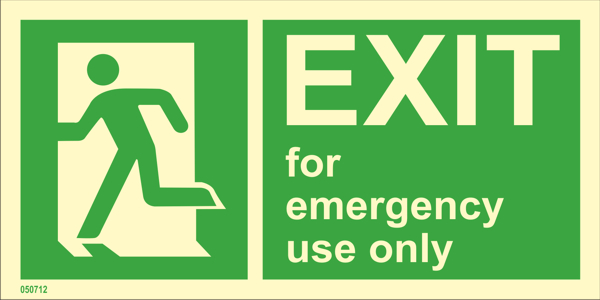 Riktningsanvisningsskylt "Exit for emergency use only vänster" - IMPA 33.4416