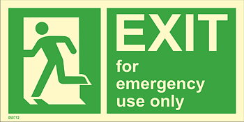 Riktningsanvisningsskylt "Exit for emergency use only vänster" - IMPA 33.4416