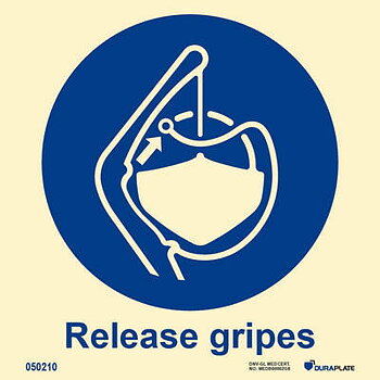 IMO-skylt "Release gripes" - IMPA 33.5109
