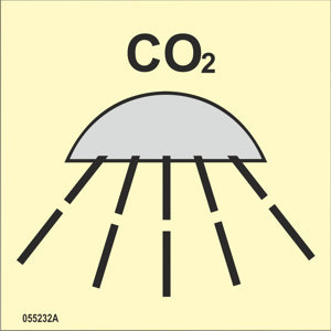 ISO 17631 Fire Control sign "Space or group of spaces protected by fire-extinguishing system CO2" - IMPA 33.6859