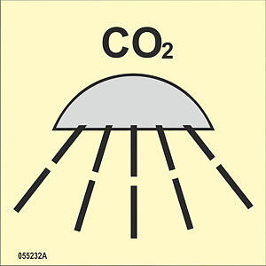 ISO 17631 Fire Control sign "Space or group of spaces protected by fire-extinguishing system CO2" - IMPA 33.6859