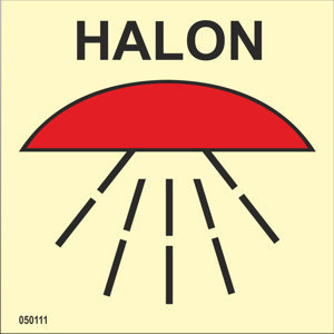 IMO A.654(16) Fire Control sign "Space protected by halon 1301" - IMPA 33.6011