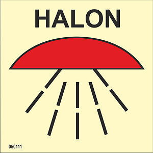 IMO A.654(16) Fire Control sign "Space protected by halon 1301" - IMPA 33.6011