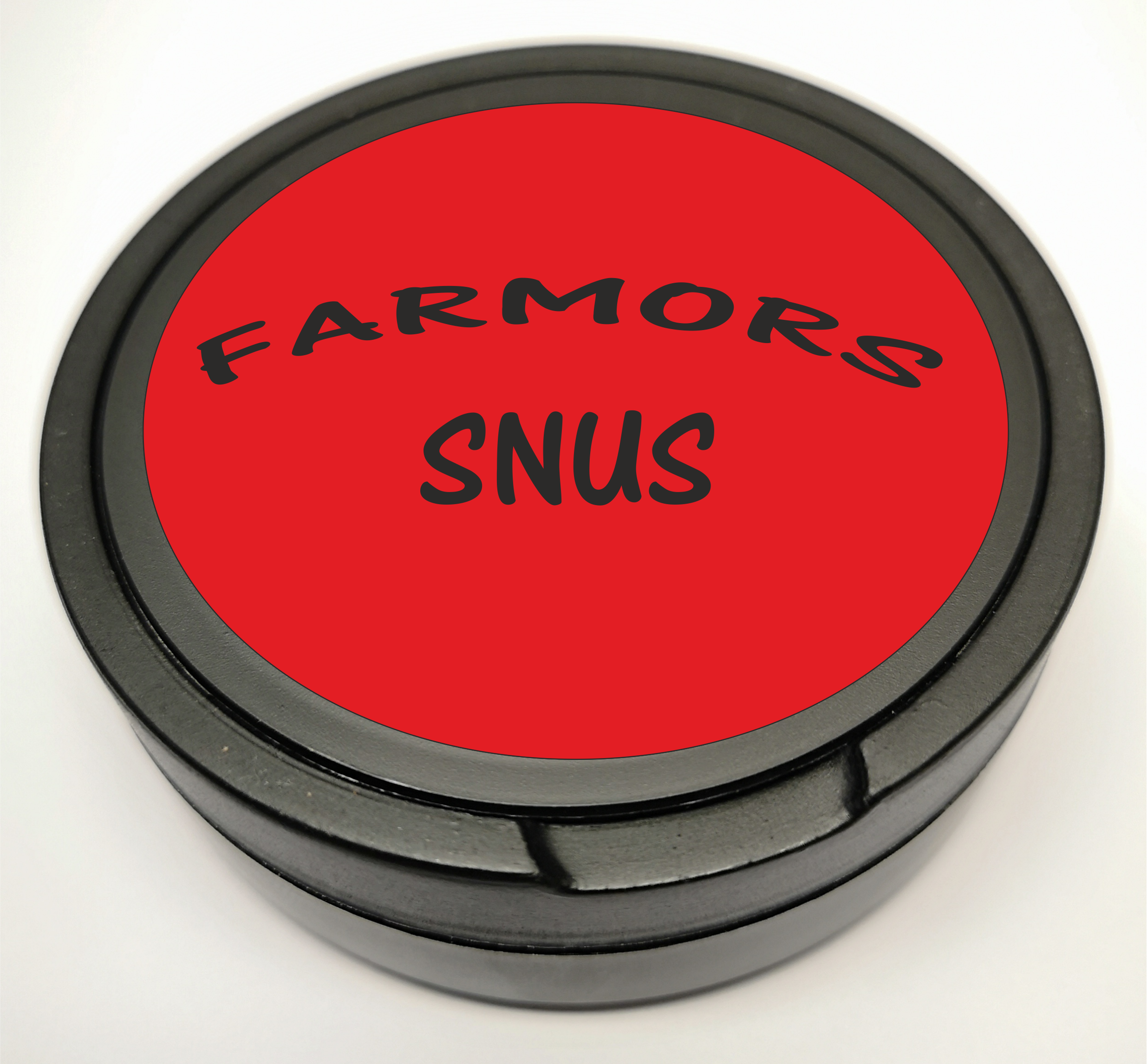 Snusdosa för portionssnus med dubbellock Farmors Snus  röd/svart