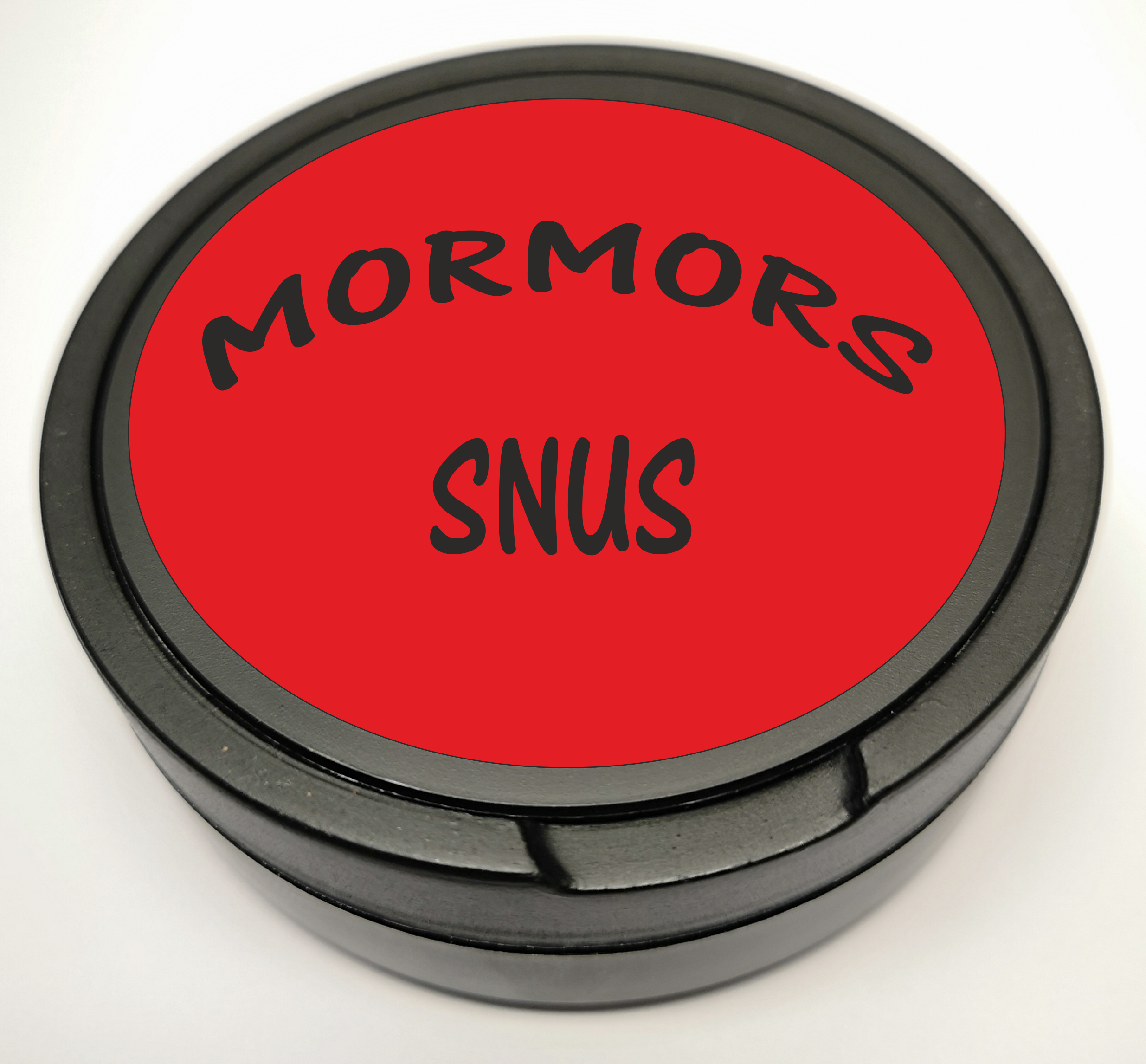 Snusdosa för portionssnus med dubbellock Mormors Snus  röd/svart