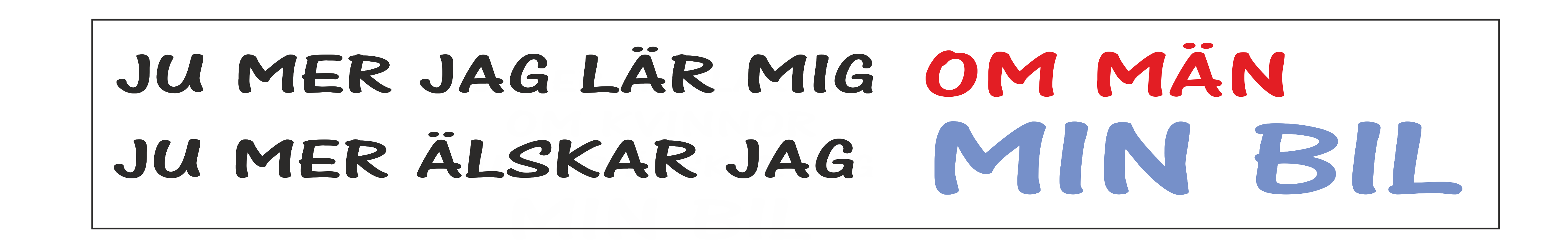 Bildekal JU MER JAG LÄR MIG OM MÄN