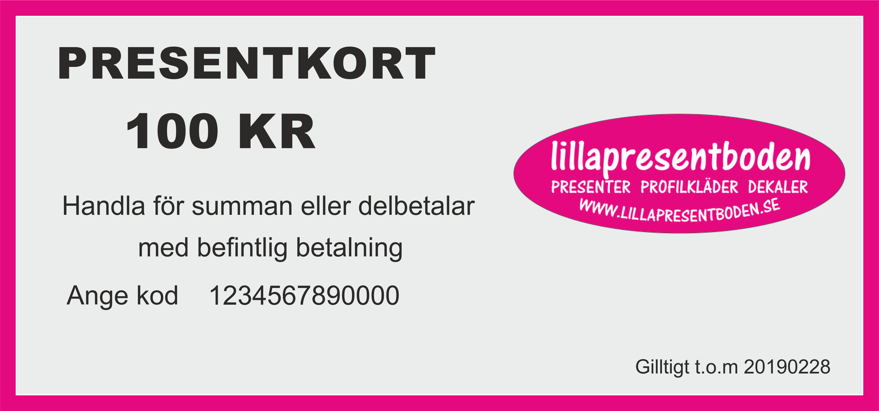 Presentkort Lillapresentboden 
