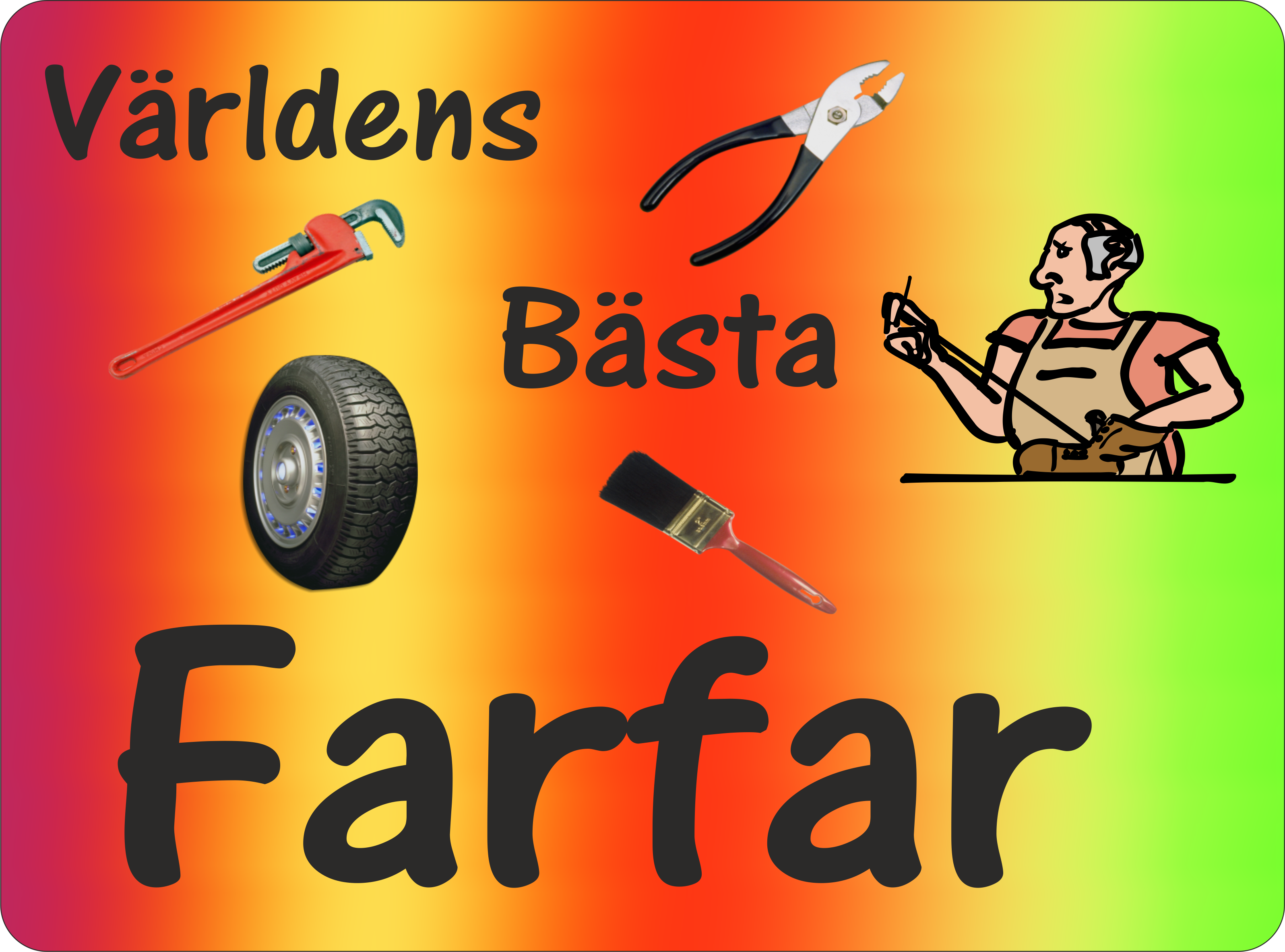Musmatta  Världens Bästa Farfar Regnbågsbakgrund 