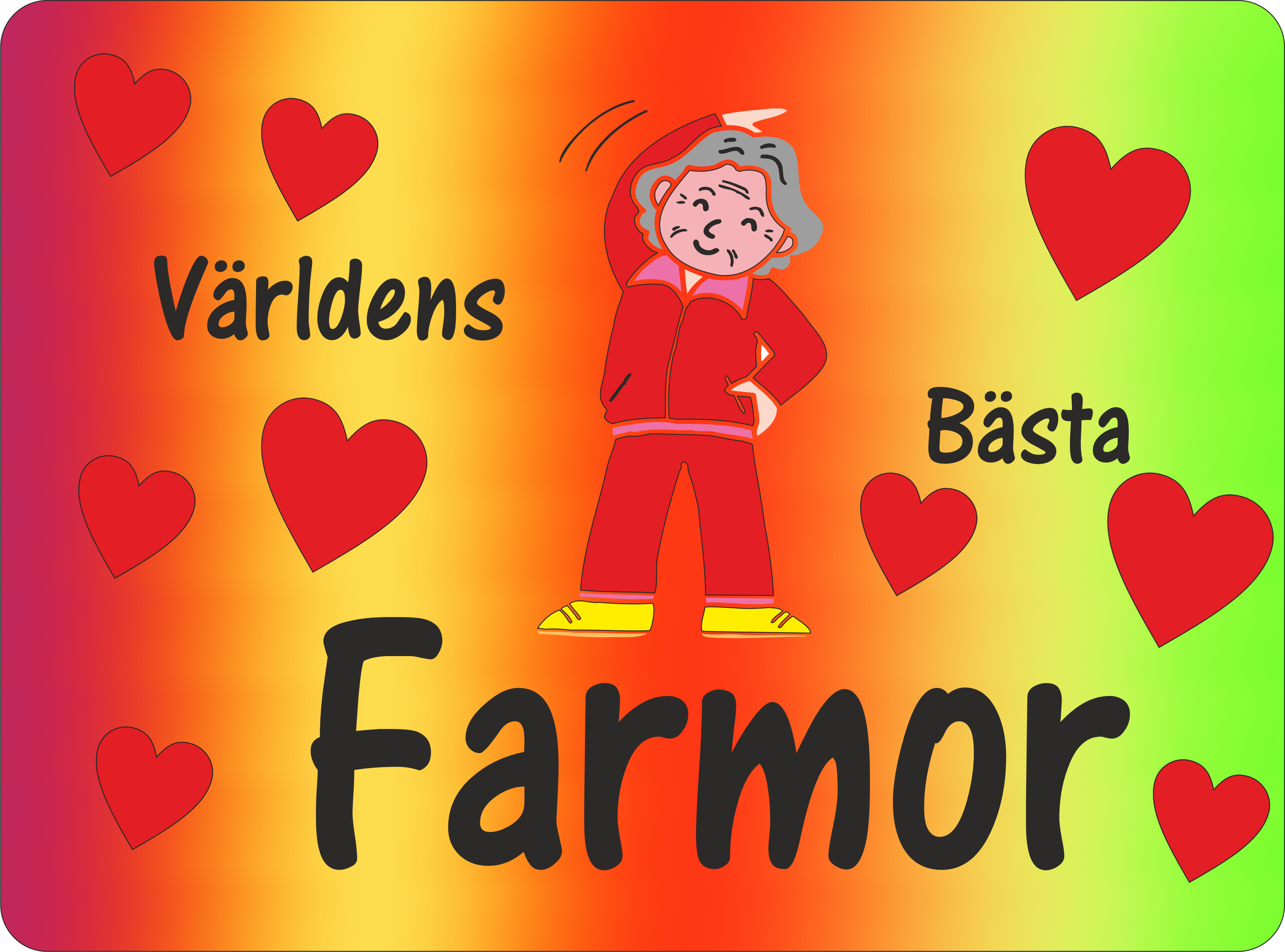 Musmatta  Världens Bästa Farmor  Regnbågsbakgrund 