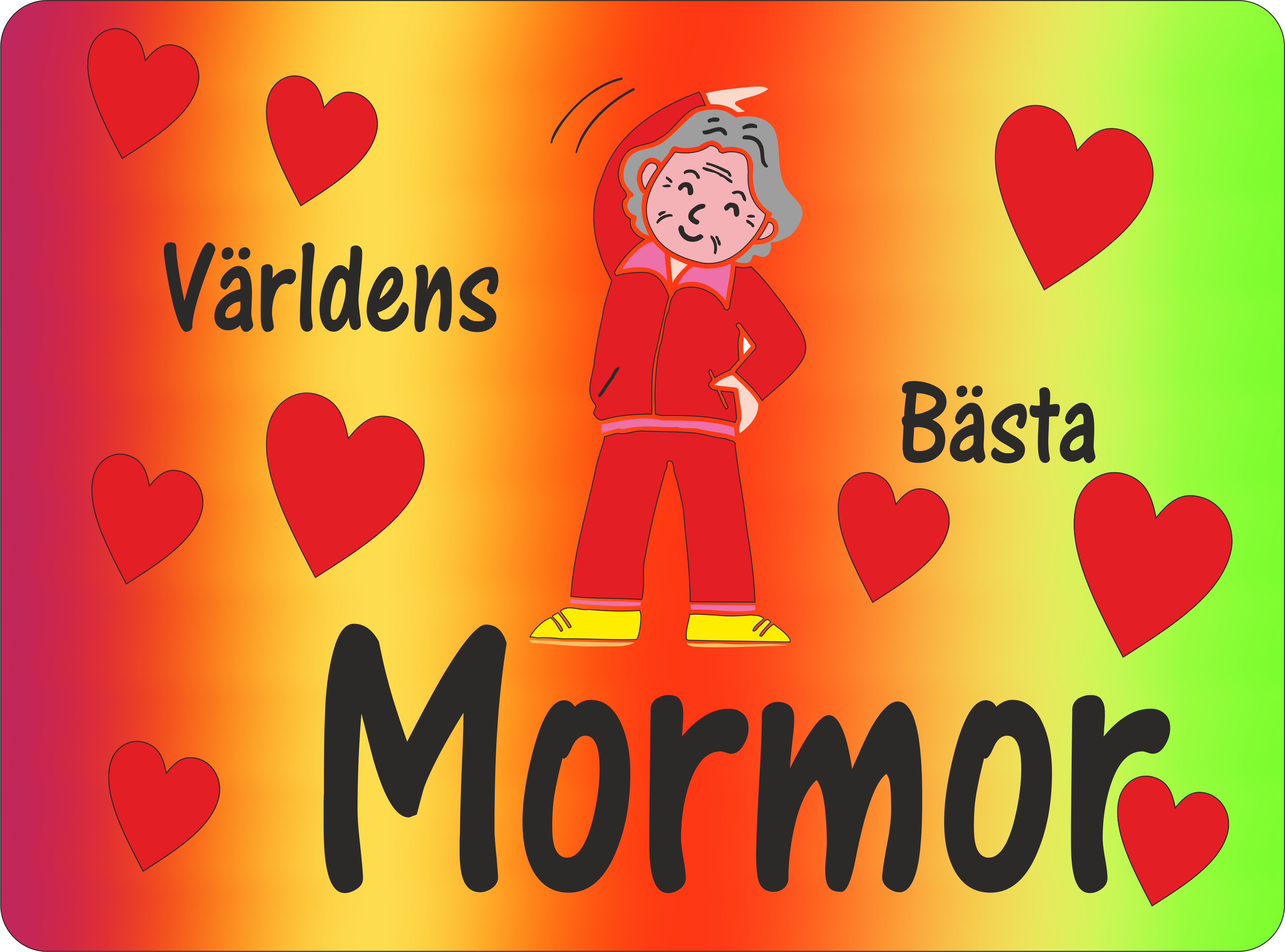 Musmatta  Världens Bästa Mormor Regnbågsbakgrund 