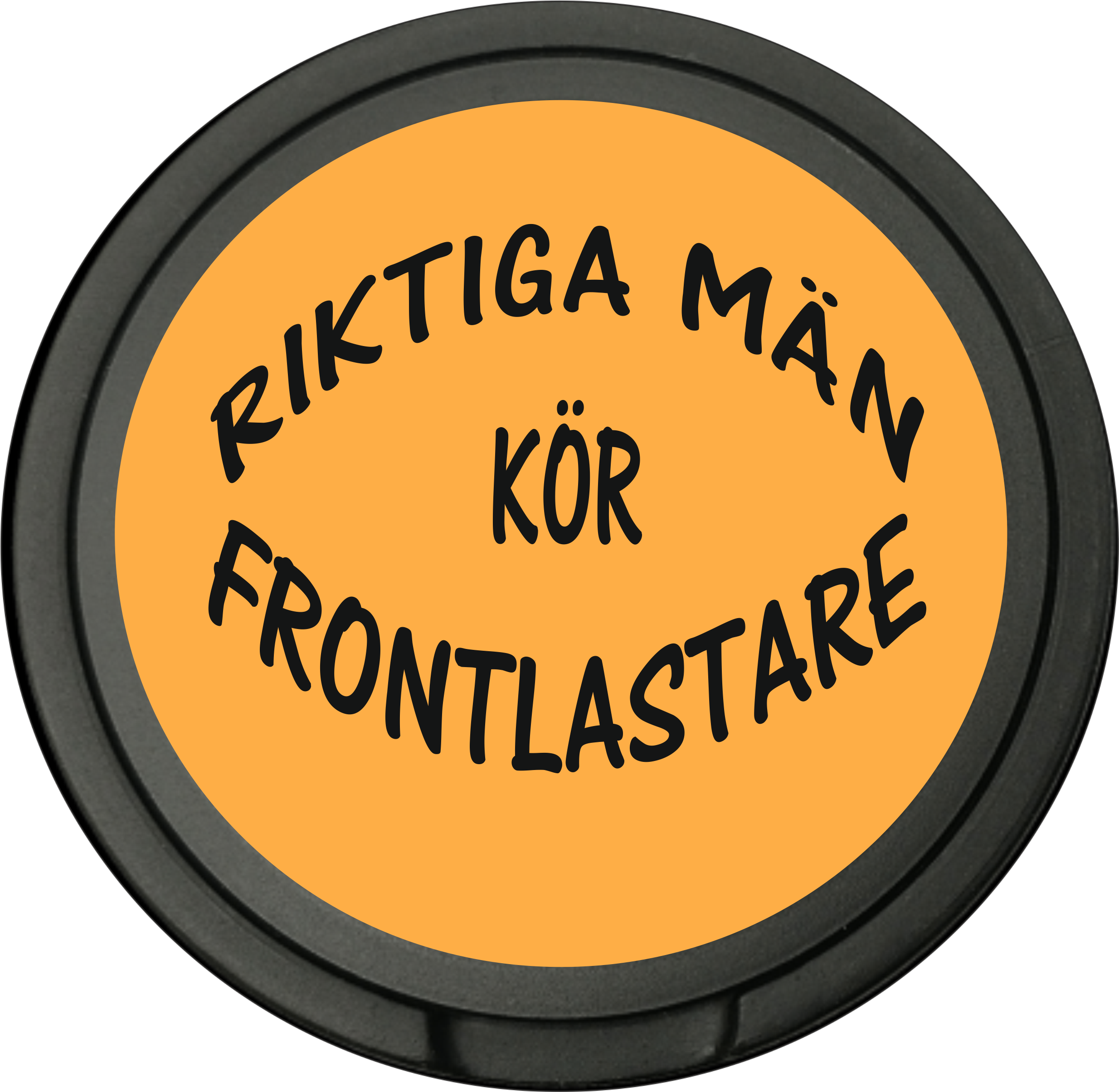 Snusdosa för portionssnus med dubbellock  Riktiga män kör frontlastare