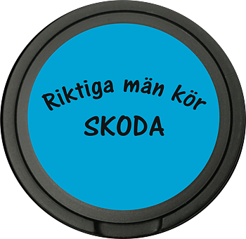 Snusdosa för portionssnus med dubbellock  Riktiga män kör Skoda