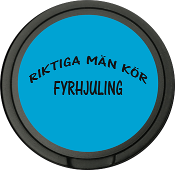 Snusdosa för portionssnus med dubbellock  Riktiga män kör Fyrhjuling