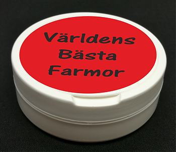 Snusdosa Vit  Dubbellock Världens Bästa Farmor Röd 