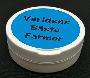 Snusdosa Vit  Dubbellock Världens Bästa Farmor Blå
