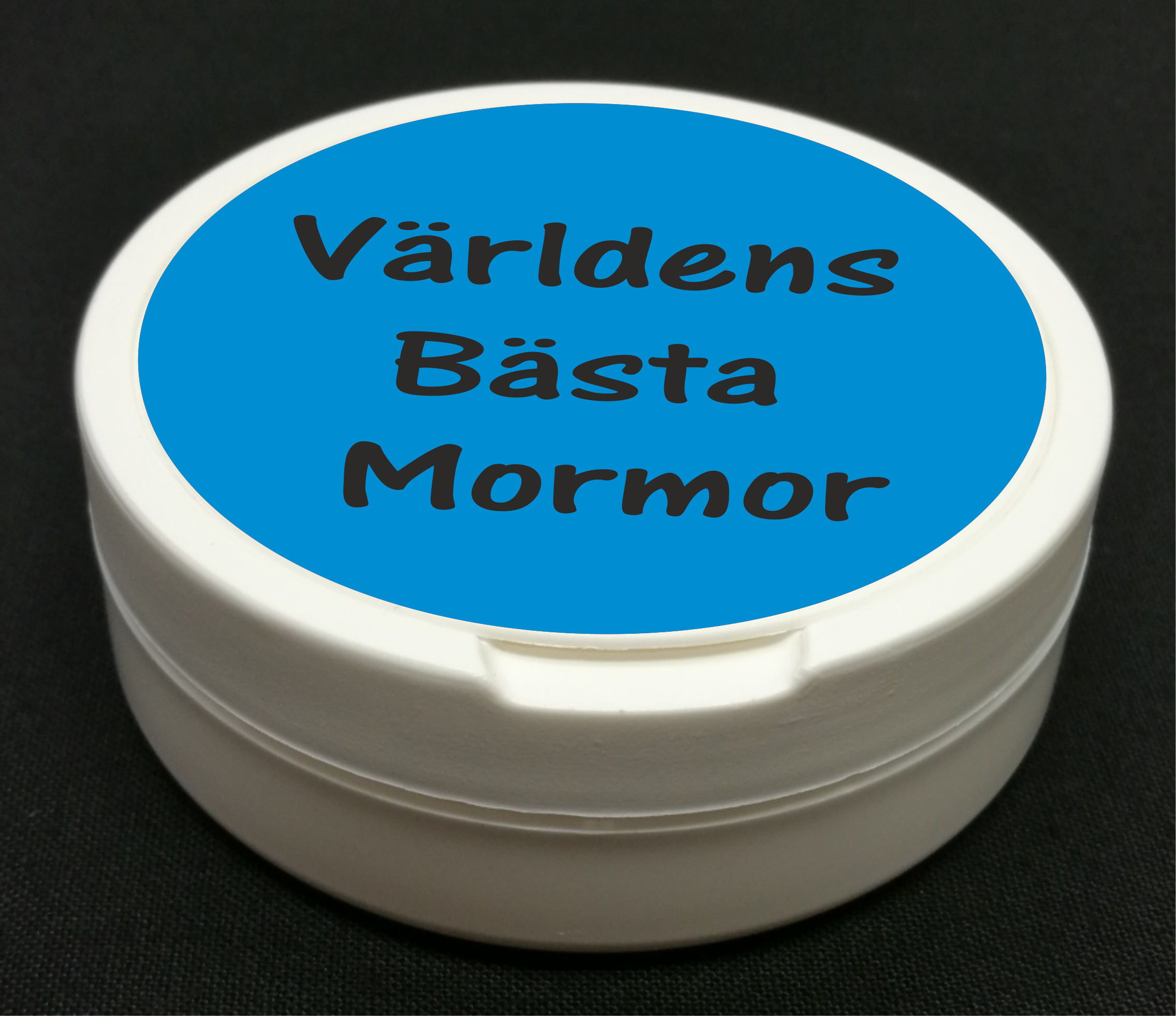 Snusdosa Vit  Dubbellock Världens Bästa Mormor Blå