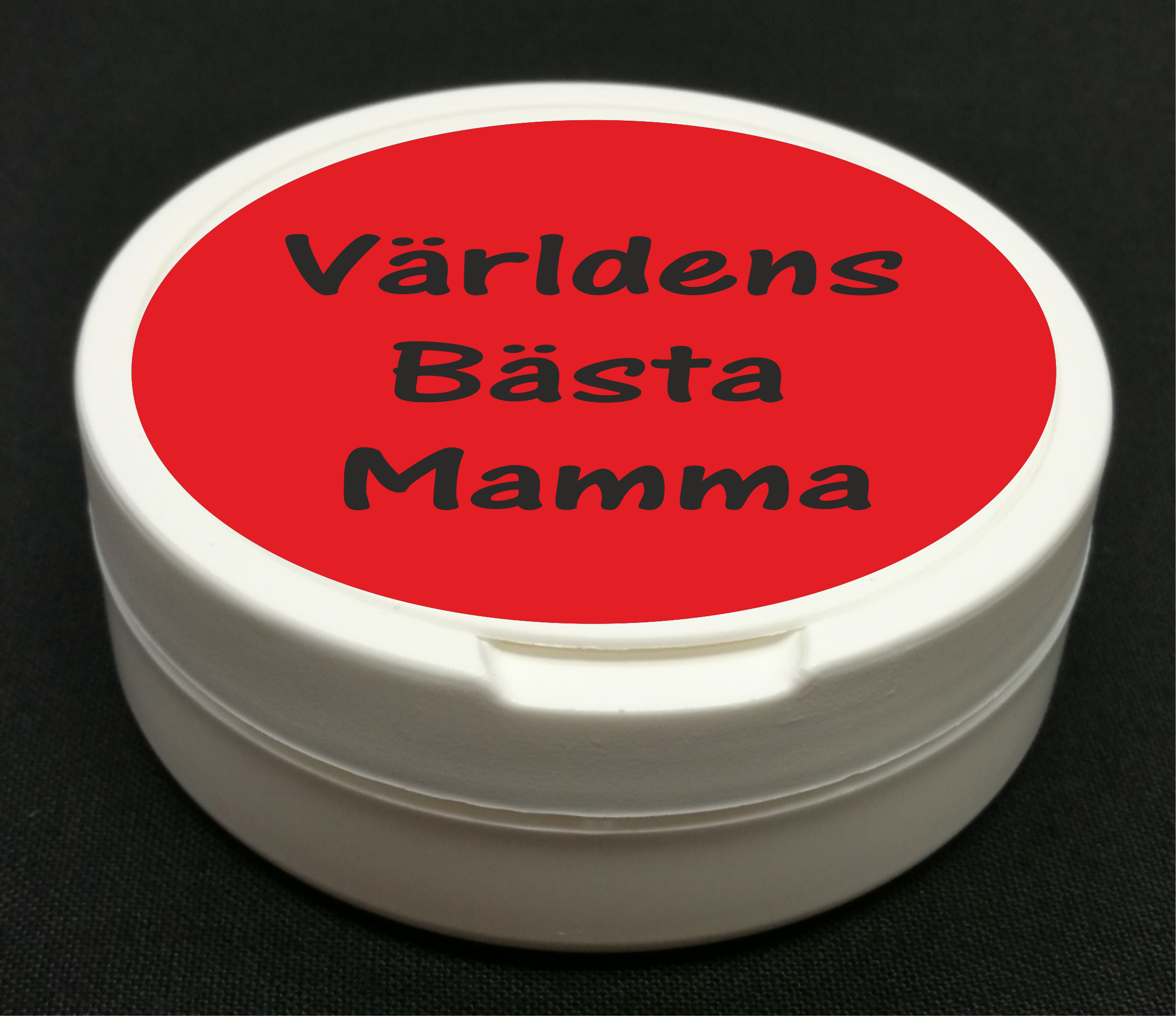 Snusdosa Vit  Dubbellock Världens Bästa Mamma Röd 